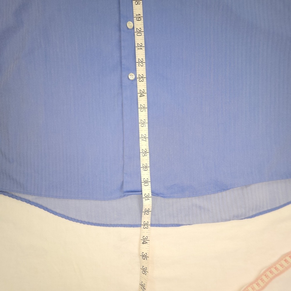 VAN HEUSEN Royal Herringbone Blue Size 2XL 18.5 36/37 Button Down Regular Fit - Picture 4 of 6